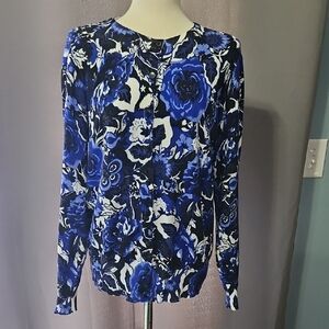 Covington Blue Floral Blouse